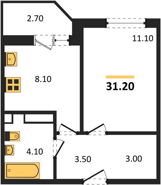 Фото №1: 1-комнатная квартира 31 м² - Краснодар, Прикубанский внутригородской округ, мкр. жилой комплекс Спортивная Деревня, ул. имени Генерала Корнилова, 16