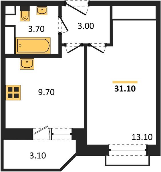 Фото №1: 1-комнатная квартира 31 м² - Краснодар, Прикубанский внутригородской округ, мкр. жилой комплекс Спортивная Деревня, ул. имени Генерала Корнилова, 16к1