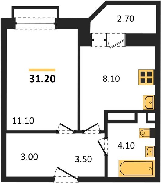 Фото №1: 1-комнатная квартира 31 м² - Краснодар, Прикубанский внутригородской округ, мкр. жилой комплекс Спортивная Деревня, ул. имени Генерала Корнилова, 16к1