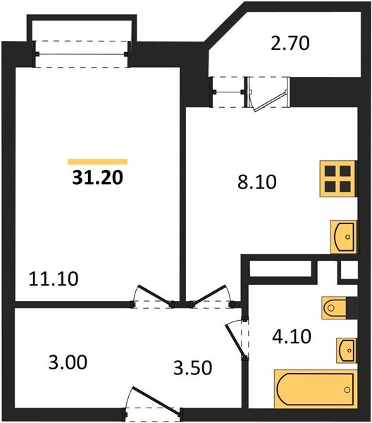 Фото №1: 1-комнатная квартира 31 м² - Краснодар, Прикубанский внутригородской округ, мкр. жилой комплекс Спортивная Деревня, ул. имени Генерала Корнилова, 16к1