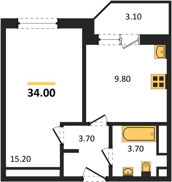 Фото №1: 1-комнатная квартира 34 м² - Краснодар, Прикубанский внутригородской округ, мкр. жилой комплекс Спортивная Деревня