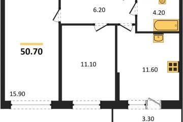 Фото №1: 2-комнатная квартира 50 м² - Краснодар, мкр. жилой комплекс Спортивная Деревня, 