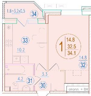 Фото №1: 1-комнатная квартира 34 м² - Краснодар, Прикубанский внутригородской округ, мкр. жилой комплекс Спортивная Деревня