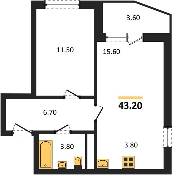 Фото №1: 1-комнатная квартира 43 м² - Краснодар, жилой комплекс Спортивная Деревня, 