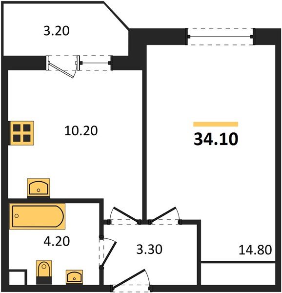 Фото №1: 1-комнатная квартира 34 м² - Краснодар, жилой комплекс Спортивная Деревня, 