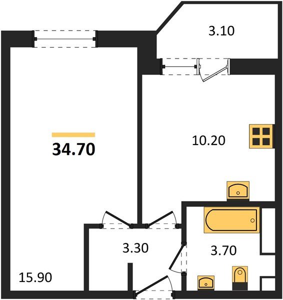 Фото №1: 1-комнатная квартира 34 м² - Краснодар, жилой комплекс Спортивная Деревня, 