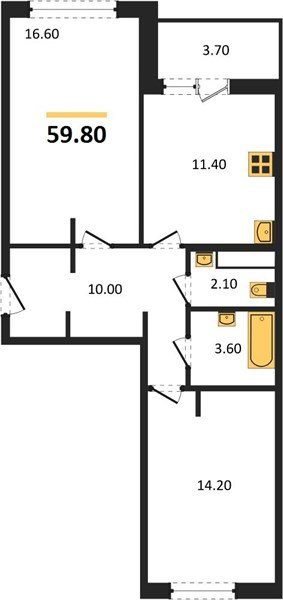 Фото №1: 2-комнатная квартира 59 м² - Краснодар, жилой комплекс Спортивная Деревня, 