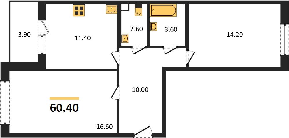 Фото №1: 2-комнатная квартира 60 м² - Краснодар, жилой комплекс Спортивная Деревня, 