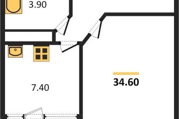 Фото №1: 1-комнатная квартира 34 м² - Яблоновский, ул. Тургеневское Шоссе, 1Гк5