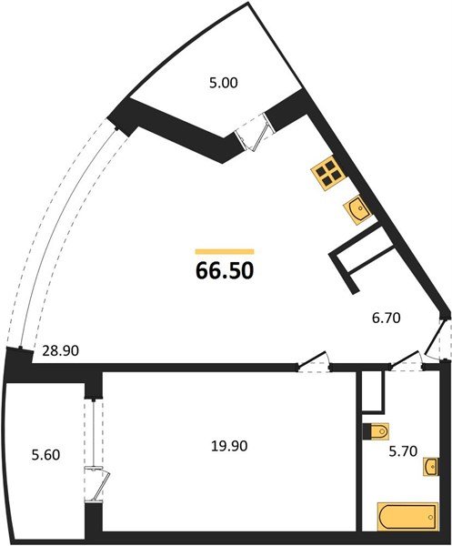 Фото №1: 1-комнатная квартира 66 м² - Краснодар, Прикубанский внутригородской округ, мкр. жилой комплекс Зеленодар, ул. Садовое Кольцо, 9