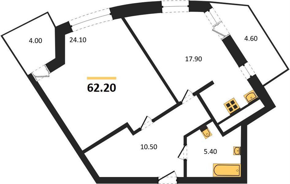 Фото №1: 1-комнатная квартира 62 м² - Краснодар, Прикубанский внутригородской округ, мкр. жилой комплекс Зеленодар, ул. Садовое Кольцо, 9