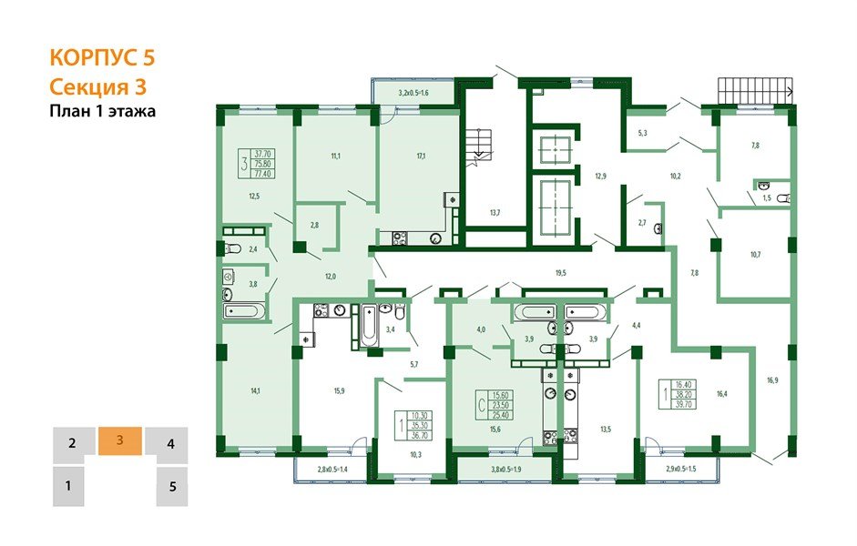 Фото №8: 3-комнатная квартира 78 м² - Краснодар, Прикубанский внутригородской округ, мкр. Фестивальный