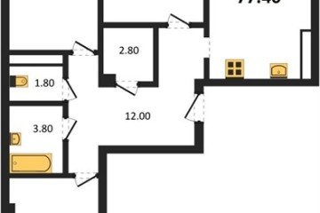 Фото №1: 3-комнатная квартира 78 м² - Краснодар, мкр. Фестивальный, 