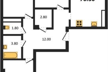 Фото №1: 3-комнатная квартира 78 м² - Краснодар, мкр. Фестивальный, 