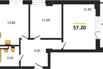 Фото №1: 2-комнатная квартира 59 м² - Краснодар, мкр. Фестивальный, 