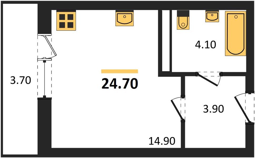 Фото №1: Студия 25 м² - Краснодар, Фестивальный, 