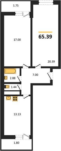Фото №1: 2-комнатная квартира 65 м² - Краснодар, жилой комплекс Славянка, Прикубанский внутригородской округ, мкр. Славянский, ул. Заполярная, 39к7