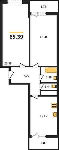 Фото №1: 2-комнатная квартира 65 м² - Краснодар, Славянский, ул. Заполярная, 39к7
