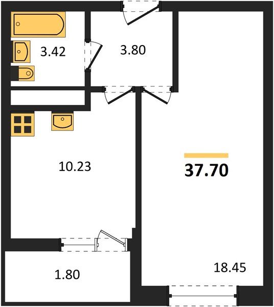 Фото №1: 1-комнатная квартира 37 м² - Краснодар, Славянский, ул. Заполярная, 39к7