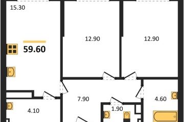 Фото №1: 2-комнатная квартира 59 м² - Краснодар, мкр. Догма Парк, 