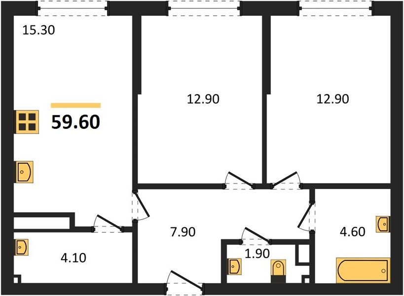 Фото №1: 2-комнатная квартира 59 м² - Краснодар, Прикубанский внутригородской округ, мкр. Догма Парк
