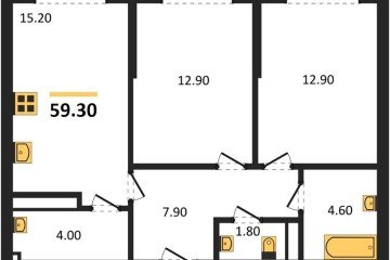 Фото №1: 2-комнатная квартира 59 м² - Краснодар, мкр. Догма Парк, 