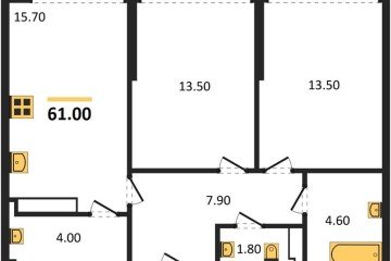 Фото №1: 2-комнатная квартира 61 м² - Краснодар, мкр. Догма Парк, 