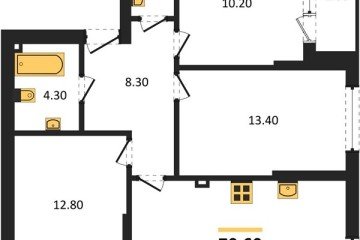 Фото №1: 3-комнатная квартира 70 м² - Краснодар, мкр. Догма Парк, 