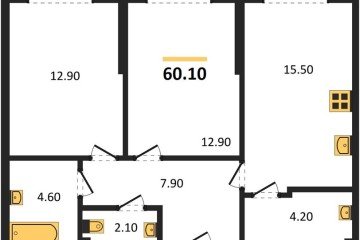 Фото №1: 2-комнатная квартира 60 м² - Краснодар, мкр. Догма Парк, 
