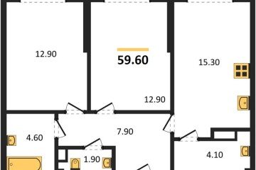 Фото №1: 2-комнатная квартира 59 м² - Краснодар, мкр. Догма Парк, 