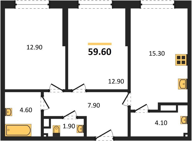 Фото №1: 2-комнатная квартира 59 м² - Краснодар, Прикубанский внутригородской округ, мкр. Догма Парк