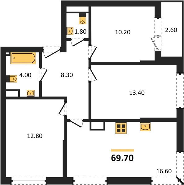 Фото №1: 3-комнатная квартира 69 м² - Краснодар, Прикубанский внутригородской округ, мкр. Догма Парк
