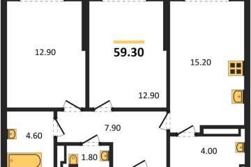 Фото №1: 2-комнатная квартира 59 м² - Краснодар, мкр. Догма Парк, 