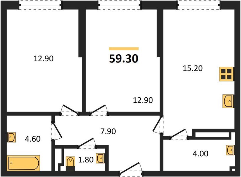 Фото №1: 2-комнатная квартира 59 м² - Краснодар, Прикубанский внутригородской округ, мкр. Догма Парк