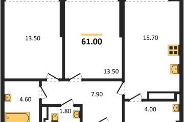 Фото №1: 2-комнатная квартира 61 м² - Краснодар, мкр. Догма Парк, 