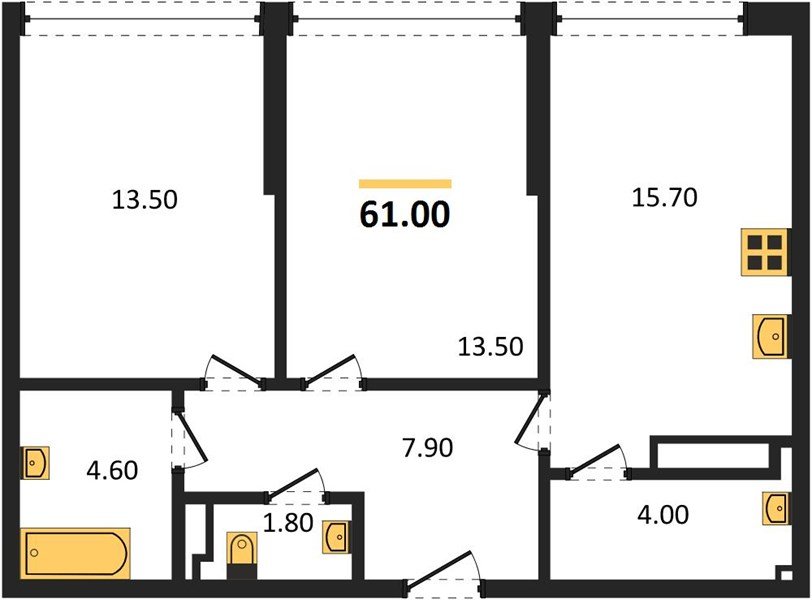 Фото №1: 2-комнатная квартира 61 м² - Краснодар, Прикубанский внутригородской округ, мкр. Догма Парк