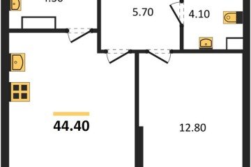 Фото №1: 1-комнатная квартира 44 м² - Краснодар, мкр. Догма Парк, 