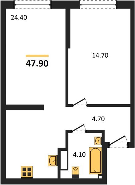 Фото №1: 1-комнатная квартира 47 м² - Краснодар, Прикубанский внутригородской округ, мкр. Догма Парк