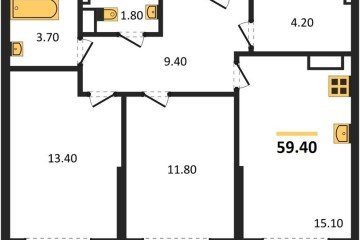 Фото №1: 2-комнатная квартира 59 м² - Краснодар, мкр. Догма Парк, 