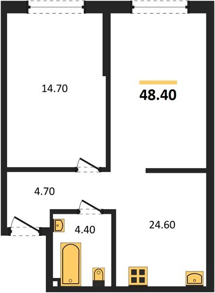 Фото №1: 1-комнатная квартира 48 м² - Краснодар, Прикубанский внутригородской округ, мкр. Догма Парк