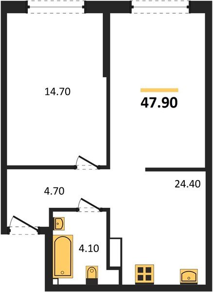 Фото №1: 1-комнатная квартира 47 м² - Краснодар, Прикубанский внутригородской округ, мкр. Догма Парк