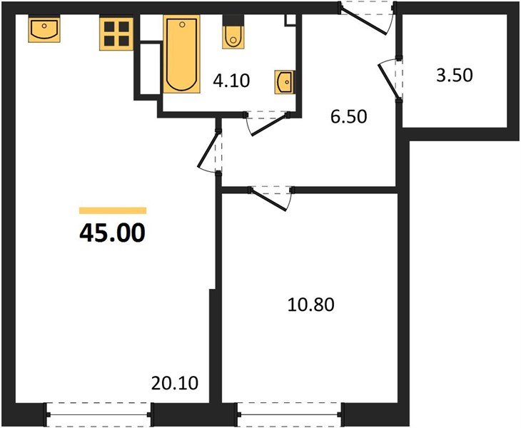Фото №1: 1-комнатная квартира 45 м² - Краснодар, Прикубанский внутригородской округ, мкр. Догма Парк