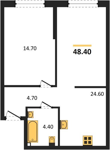 Фото №1: 1-комнатная квартира 48 м² - Краснодар, Прикубанский внутригородской округ, мкр. Догма Парк