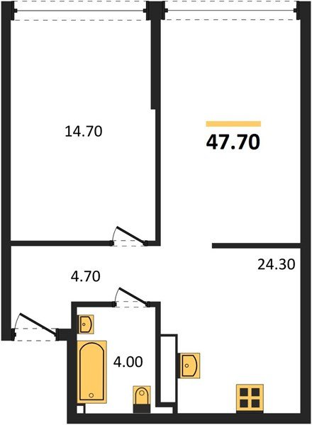 Фото №1: 1-комнатная квартира 47 м² - Краснодар, Прикубанский внутригородской округ, мкр. Догма Парк