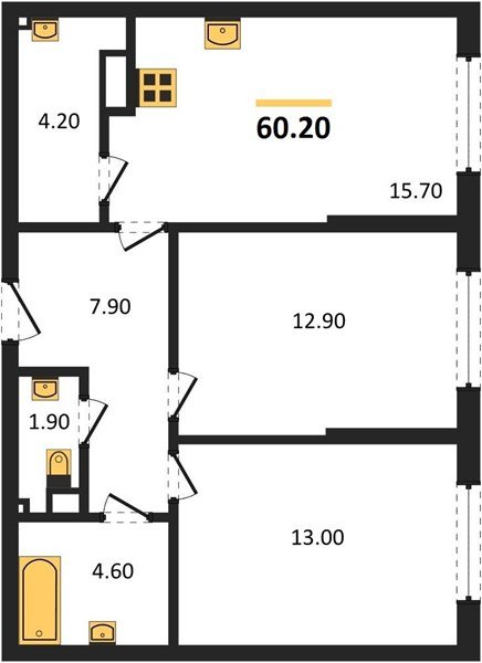 Фото №1: 2-комнатная квартира 60 м² - Краснодар, Прикубанский внутригородской округ, мкр. Догма Парк