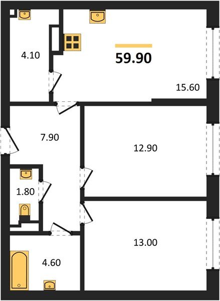 Фото №1: 2-комнатная квартира 59 м² - Краснодар, Прикубанский внутригородской округ, мкр. Догма Парк
