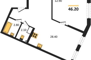 Фото №1: 1-комнатная квартира 46 м² - Краснодар, мкр. Догма Парк, 