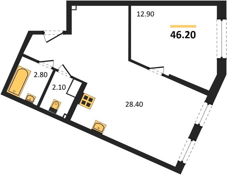 Фото №1: 1-комнатная квартира 46 м² - Краснодар, Прикубанский внутригородской округ, мкр. Догма Парк