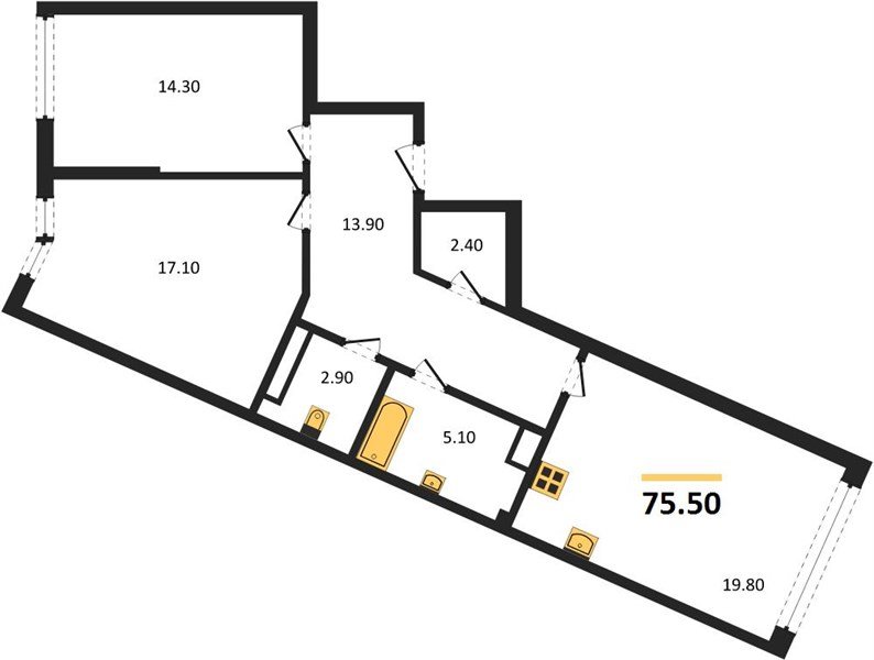 Фото №1: 2-комнатная квартира 73 м² - Краснодар, Прикубанский внутригородской округ, мкр. Догма Парк