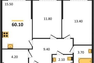 Фото №1: 2-комнатная квартира 60 м² - Краснодар, мкр. Догма Парк, 